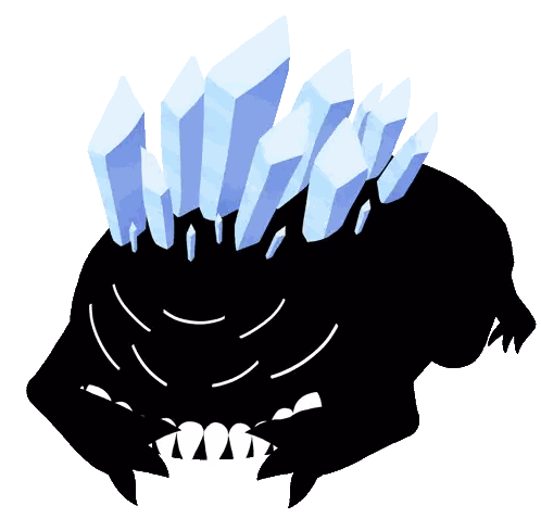 A Silhouette Of A Monster With Ice Crystals Coming Out Of Its Mouth Sticker
