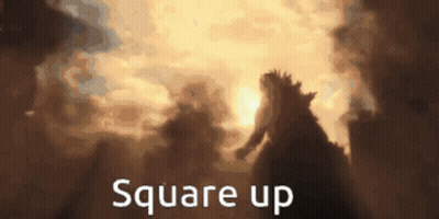 A Silhouette Of A Monster With The Words Square Up Above It GIF