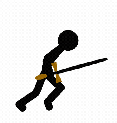 A Silhouette Of A Person Running With A Sword In Their Hand GIF