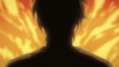 A Silhouette Of A Person 'S Head With Flames Behind It GIF
