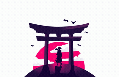 A Silhouette Of A Person Standing In Front Of A Gate GIF