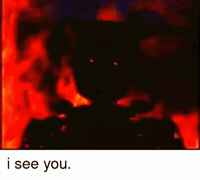 A Silhouette Of A Person Standing In Front Of A Red Background With The Words `` I See You . '' GIF