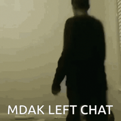 A Silhouette Of A Person Standing In Front Of A Wall With The Words Mdak Left Chat Written On It GIF