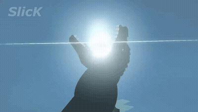 A Silhouette Of A Person Standing In Front Of The Sun With The Word Slick Above Them GIF