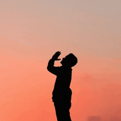 A Silhouette Of A Person Standing In Front Of The Words Things And Ings GIF