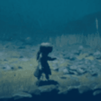A Silhouette Of A Person Standing On A Rock In The Water GIF