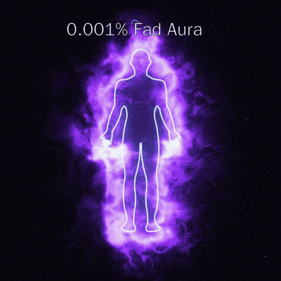 A Silhouette Of A Person Surrounded By Purple Aura And The Words 0.001% Fad Aura GIF