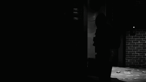 A Silhouette Of A Person Wearing A Hooded Jacket In The Dark GIF