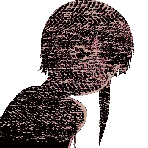 A Silhouette Of A Person With A Pink And Black Pattern On Their Hair Sticker