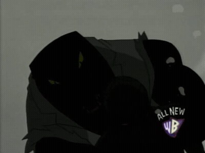 A Silhouette Of A Person With A Wb Logo On Their Back GIF