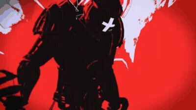A Silhouette Of A Person With A White Cross On Their Chest GIF
