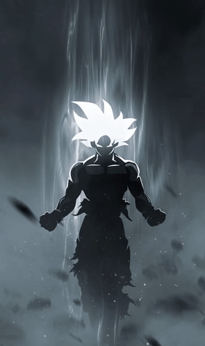 A Silhouette Of A Person With A White Haired Character GIF