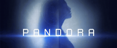 A Silhouette Of A Person With The Word Pandora In White Letters GIF