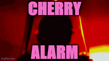 A Silhouette Of A Person With The Words Cherry Alarm Written On It GIF