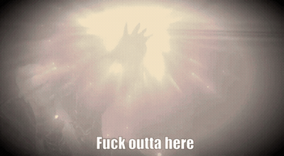 A Silhouette Of A Person With The Words Fuck Outta Here GIF