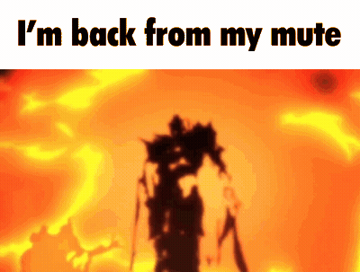 A Silhouette Of A Person With The Words I 'M Back From My Mute GIF