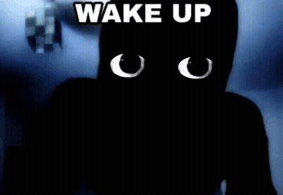 A Silhouette Of A Person With The Words Wake Up I Made You Breakfast I Love U Written On It . GIF