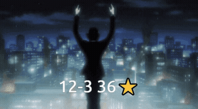 A Silhouette Of A Person With Their Arms In The Air With The Number 12-36 On The Bottom GIF