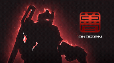 A Silhouette Of A Robot With The Word Akaizen Written Below It GIF