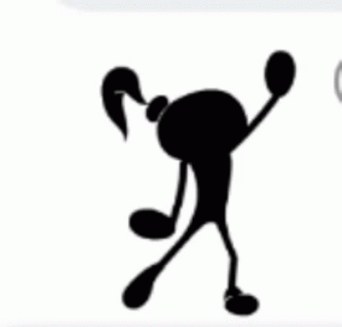 A Silhouette Of A Stick Figure With A Ponytail Standing On Its Hind Legs On A White Background . GIF