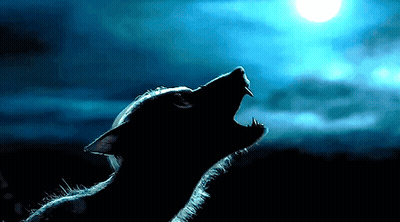 A Silhouette Of A Werewolf Howling At A Full Moon GIF