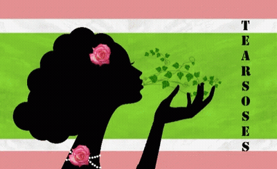 A Silhouette Of A Woman Blowing A Kiss With The Words " Tear Roses " On The Bottom GIF