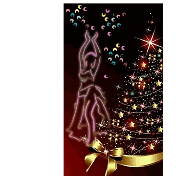 A Silhouette Of A Woman Dancing With A Christmas Tree In The Background Sticker