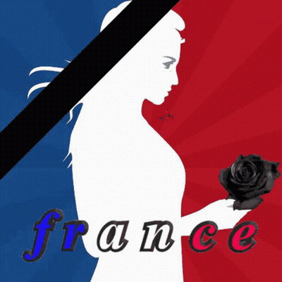 A Silhouette Of A Woman Holding A Black Rose And The Word France GIF