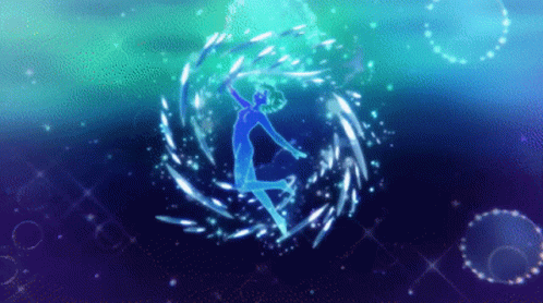 A Silhouette Of A Woman Is Surrounded By Fish GIF