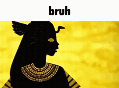 A Silhouette Of A Woman On A Yellow Background With The Word Bruh Above It GIF