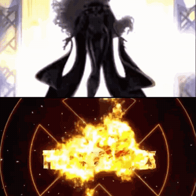 A Silhouette Of A Woman Standing Next To A Large Explosion With The X-Men Logo In The Foreground GIF