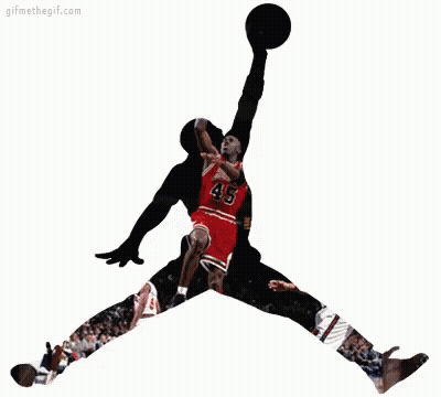 A Silhouette Of Michael Jordan Jumping In The Air GIF
