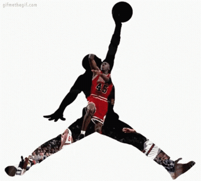 A Silhouette Of Michael Jordan Jumping In The Air GIF