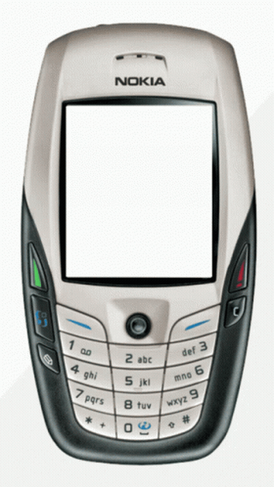 A Silver And Black Nokia Cellphone With A White Screen GIF
