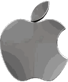 A Silver Apple Logo On A White Background With A Shadow GIF
