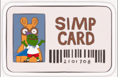 A Simp Card With A Cartoon Of A Frog On It GIF