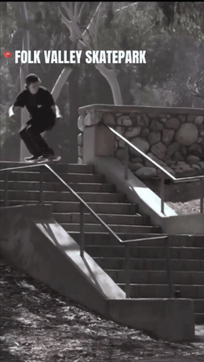 A Skateboarder Is Doing A Trick At Folk Valley Skate Park GIF