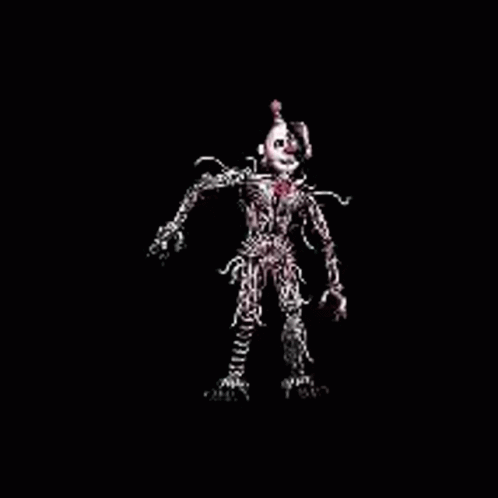 A Skeleton Clown From Five Nights At Freddy 'S Is Dancing In The Dark . GIF