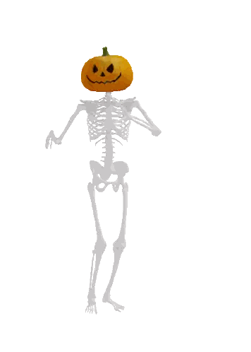 A Skeleton Has A Pumpkin On His Head Sticker