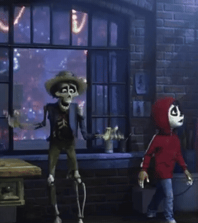 A Skeleton In A Cowboy Hat Is Standing In Front Of A Brick Wall GIF