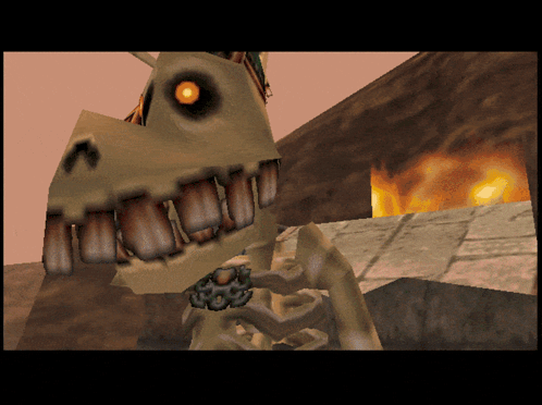 A Skeleton In A Video Game With A Huge Mouth GIF