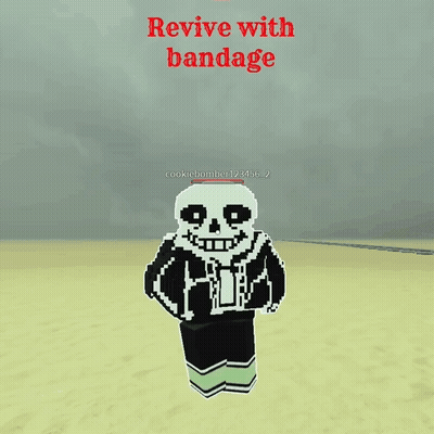 A Skeleton In A Video Game With The Words Revive With Bandage GIF
