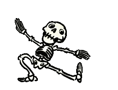 A Skeleton Is Dancing In A Black And White Cartoon . Sticker