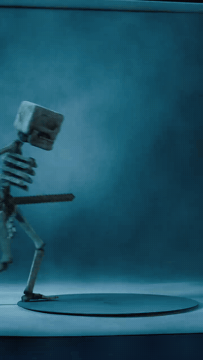 A Skeleton Is Holding A Sword In His Hand GIF