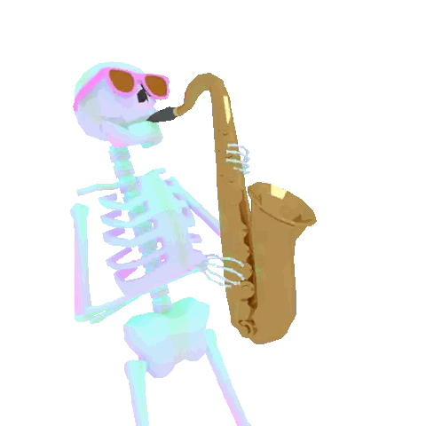 A Skeleton Is Playing A Saxophone And Wearing Sunglasses Sticker