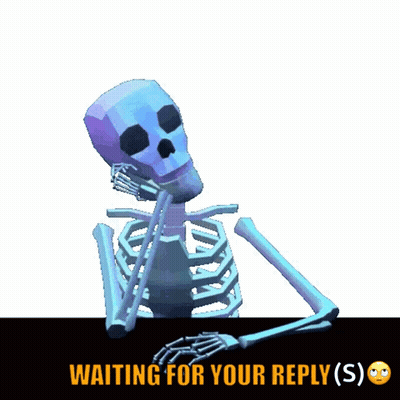 A Skeleton Is Sitting At A Table And Waiting For Your Reply GIF
