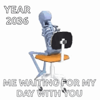 A Skeleton Is Sitting In A Chair And Waiting For A Day With You . GIF