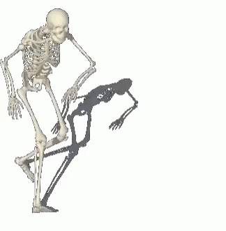 A Skeleton Is Standing Next To A Shadow Of Another Skeleton . GIF