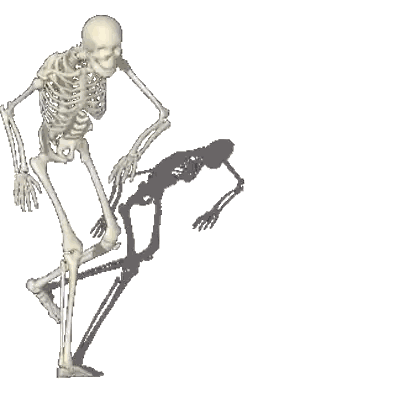 A Skeleton Is Standing On A White Background With Its Shadow Sticker