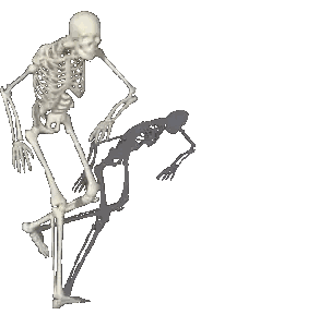 A Skeleton Is Standing On One Leg With Its Shadow On The Ground Sticker